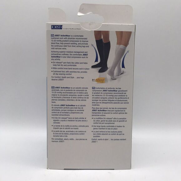 Jobst Medical Activewear Knee High Compression Socks 15-20 mmHg Small Cool White - Picture 3 of 8